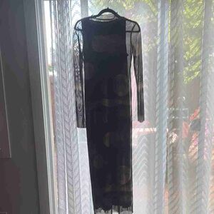 Zara Black Sheer Long Sleeve Dress